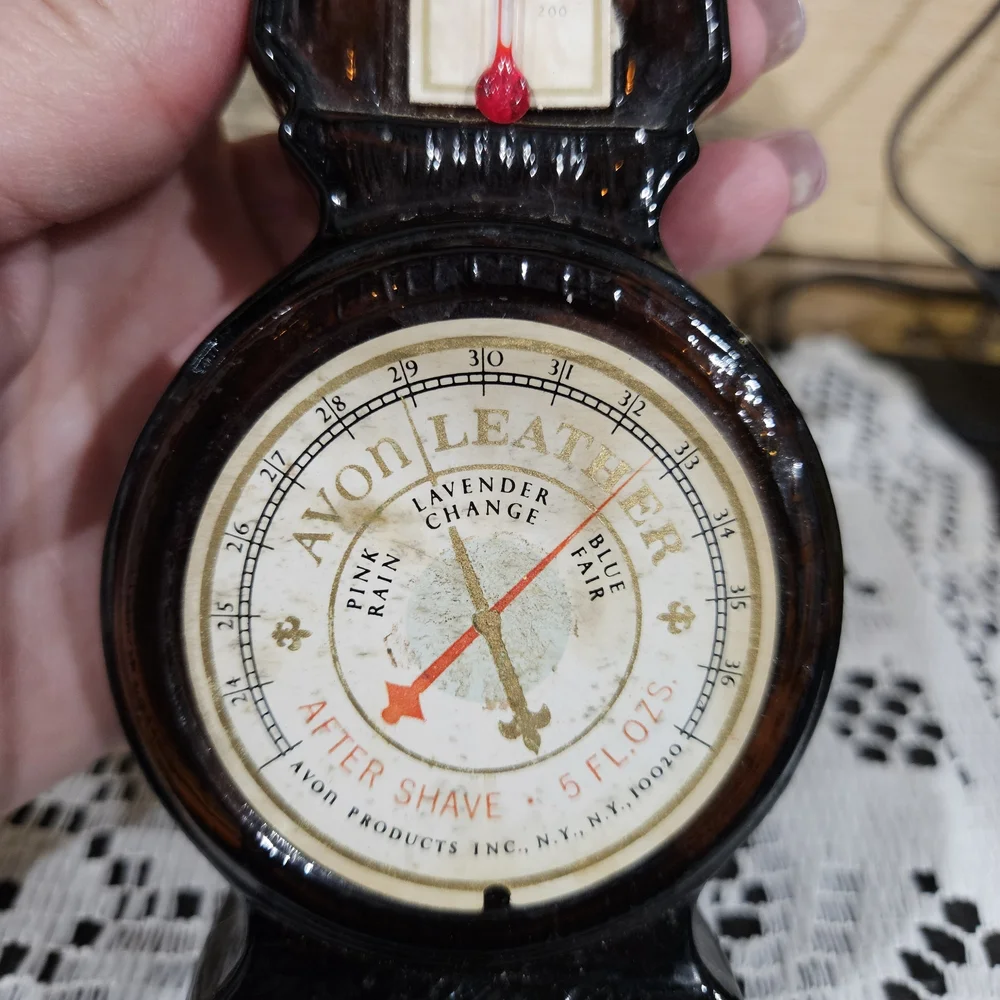 Avon Brown Wall Thermometer with Ivory Dial and Red Indicator